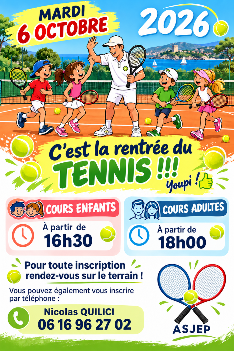 Affiche colorée de rentrée du tennis 2026