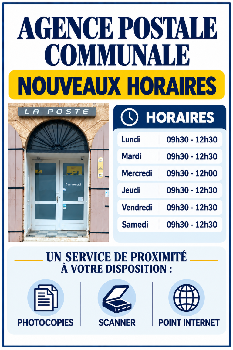 Nouveaux horaires de l’agence postale